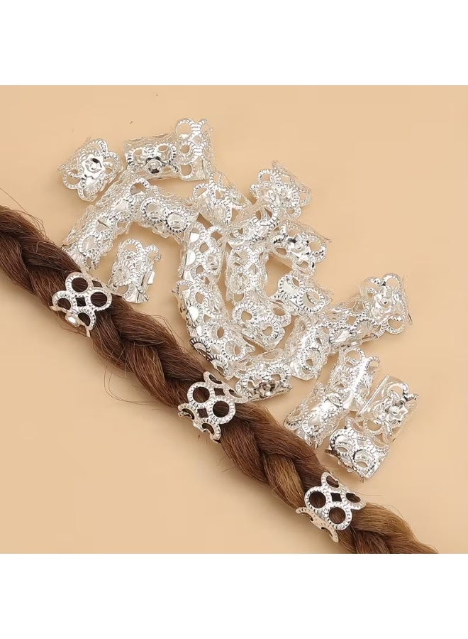 45 قطعة من حلقات إكسسوارات الشعر والحجاب الفضيه وحبل فضي لتزيين الشعر أنيقة للحفلات والمناسبات الخاصة - Image 3